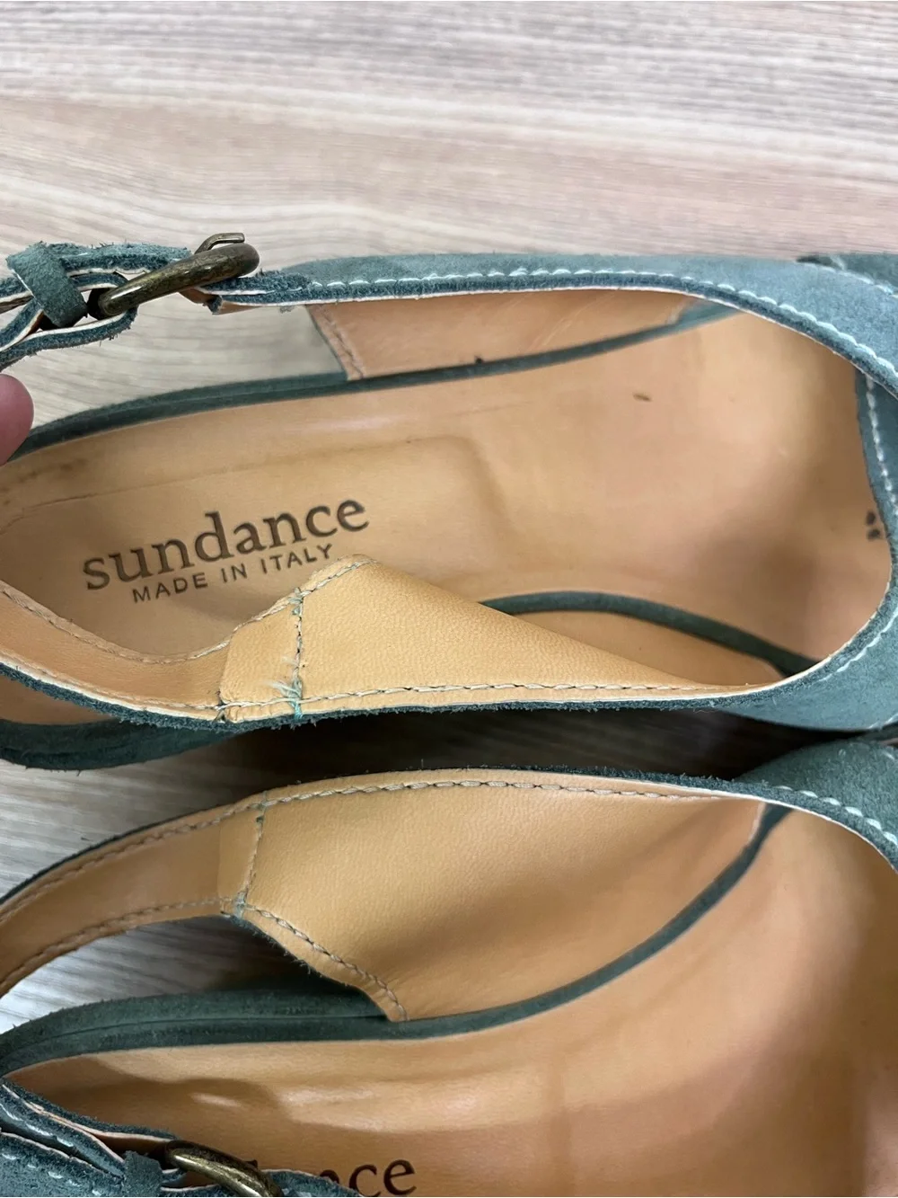 Sundance Aqua Suede Wedge SandalsMade in Italy Size EU 41 US 10
